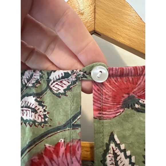 All Things Mochi Red Green Floral Cotton Tie Back Shift Dress Size XL - Picture 9 of 14